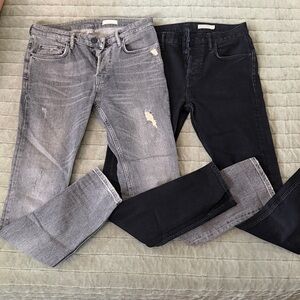 TWO (2) ALL SAINTS CIGARETTE DENIM M SIZE 32 WAIST (Black and Grey Pair)